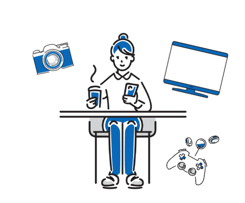 スマホを操作している女性のイラスト