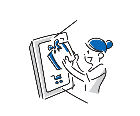 景品を手にする女性のイラスト